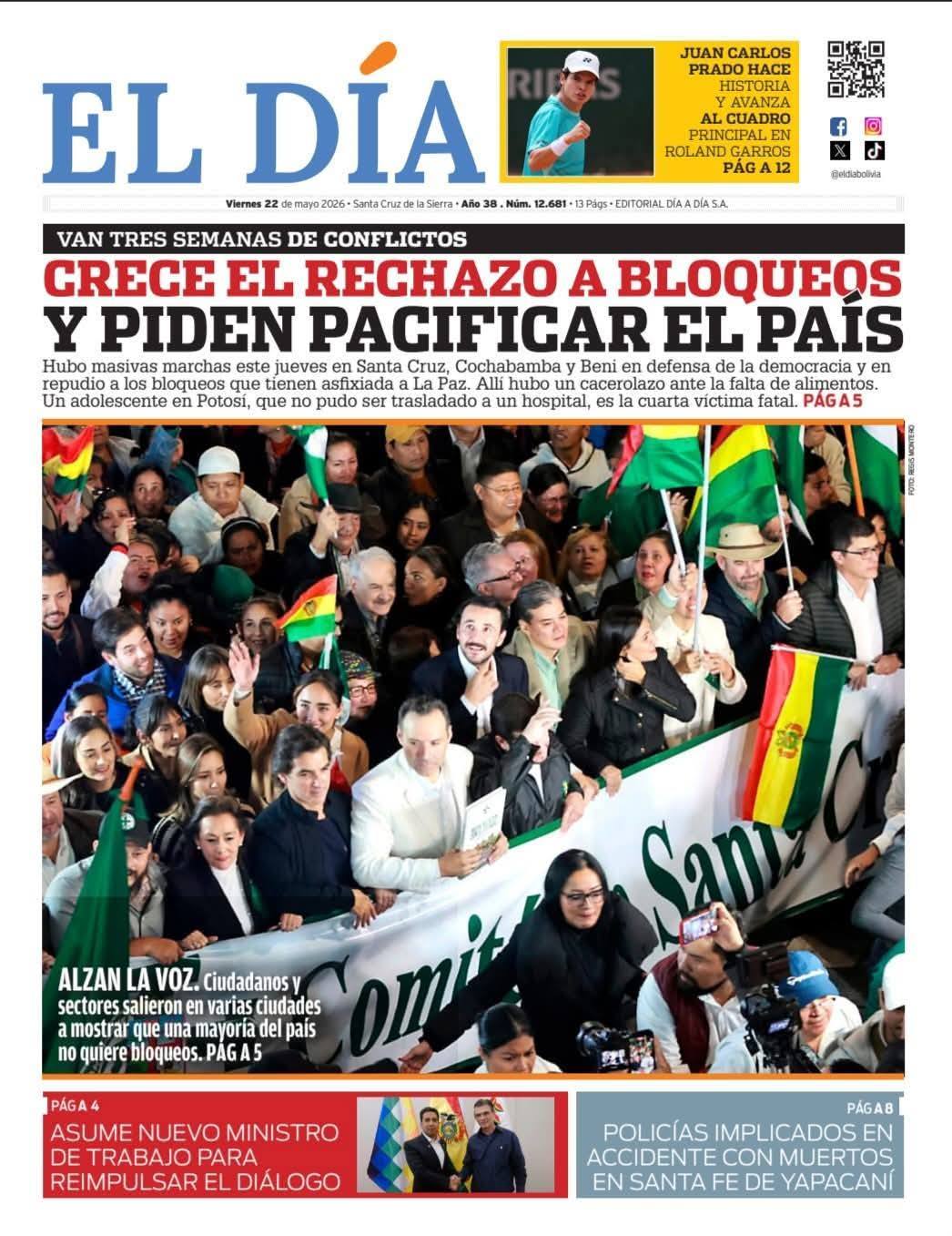 Portadas de periódicos 22 de mayo 2026